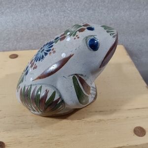 Vintage Tonala Frog Mexican Stoneware Pottery Mexican Folk Art